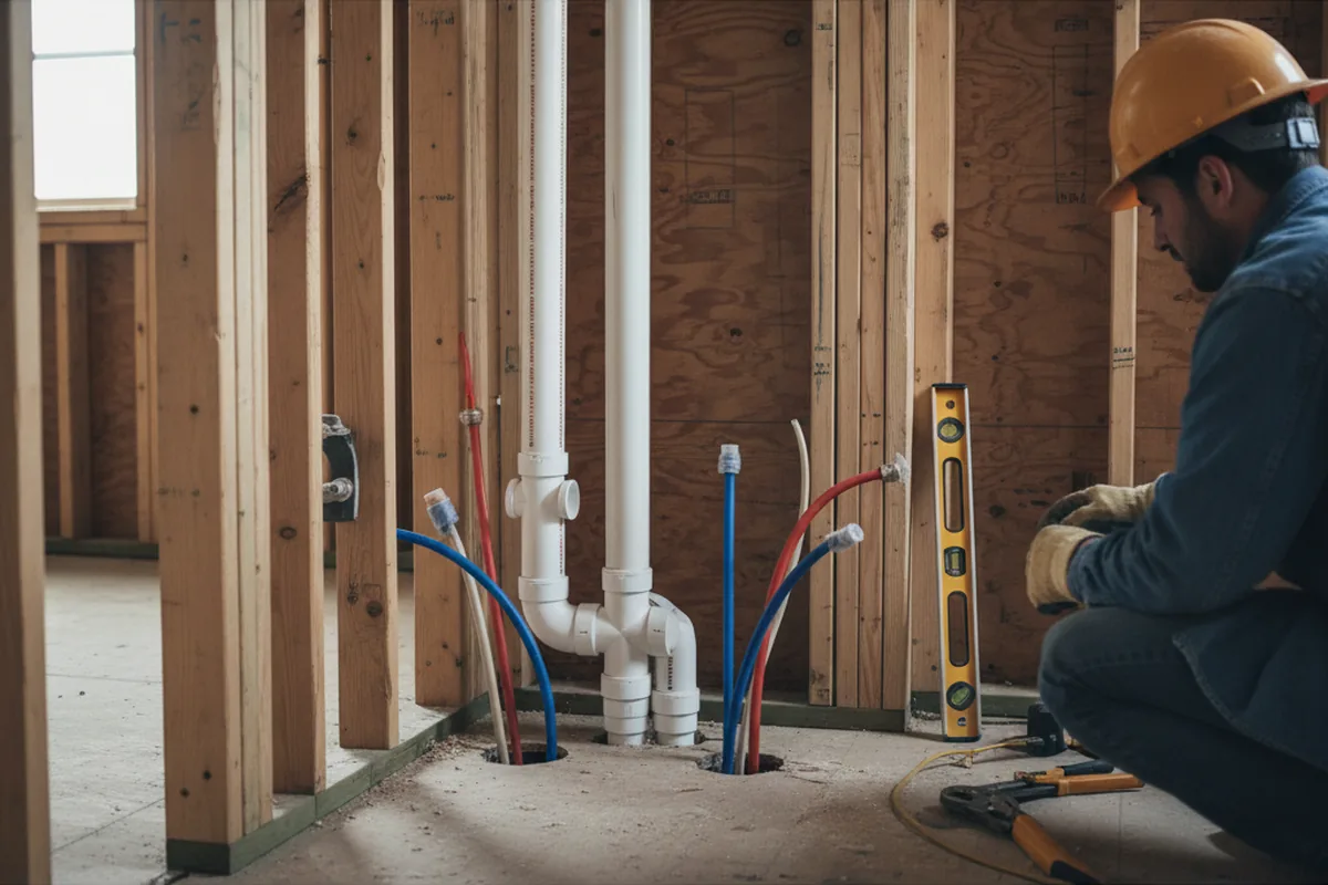 Drain and supply rough-in during Garbage Disposal Repair in Becket